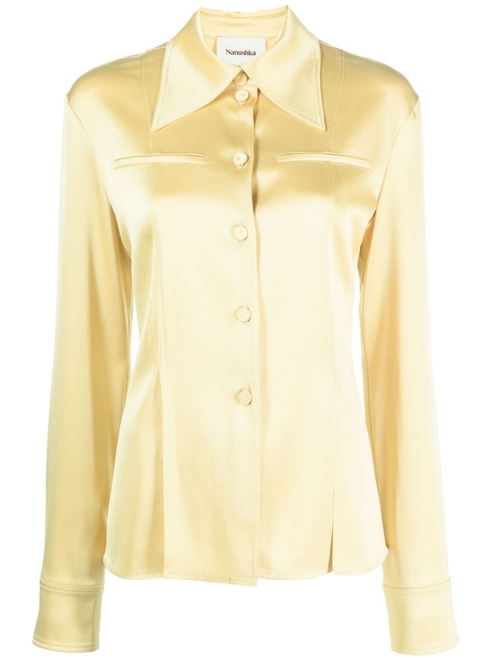 oversize-collar long-sleeve shirt - 1