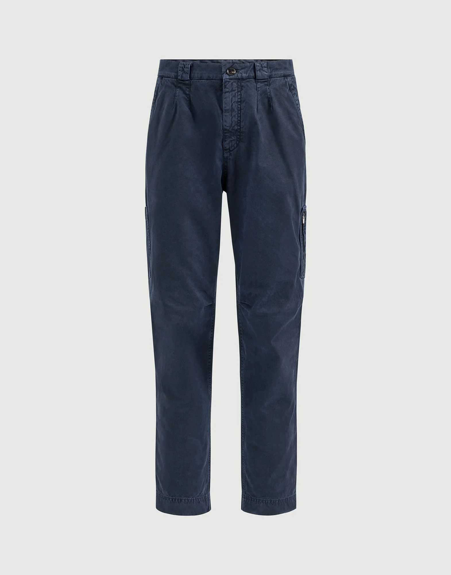 Peached cotton gabardine trousers with zipped pocket - 1