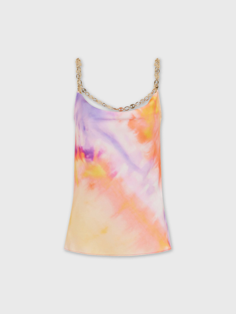 ORANGE TIE-DYE TOP 에 PRINTED SATIN 1