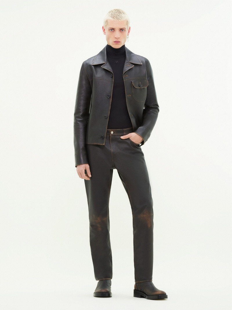 courrèges SINGLE POCKET USED LEATHER JACKET outlook