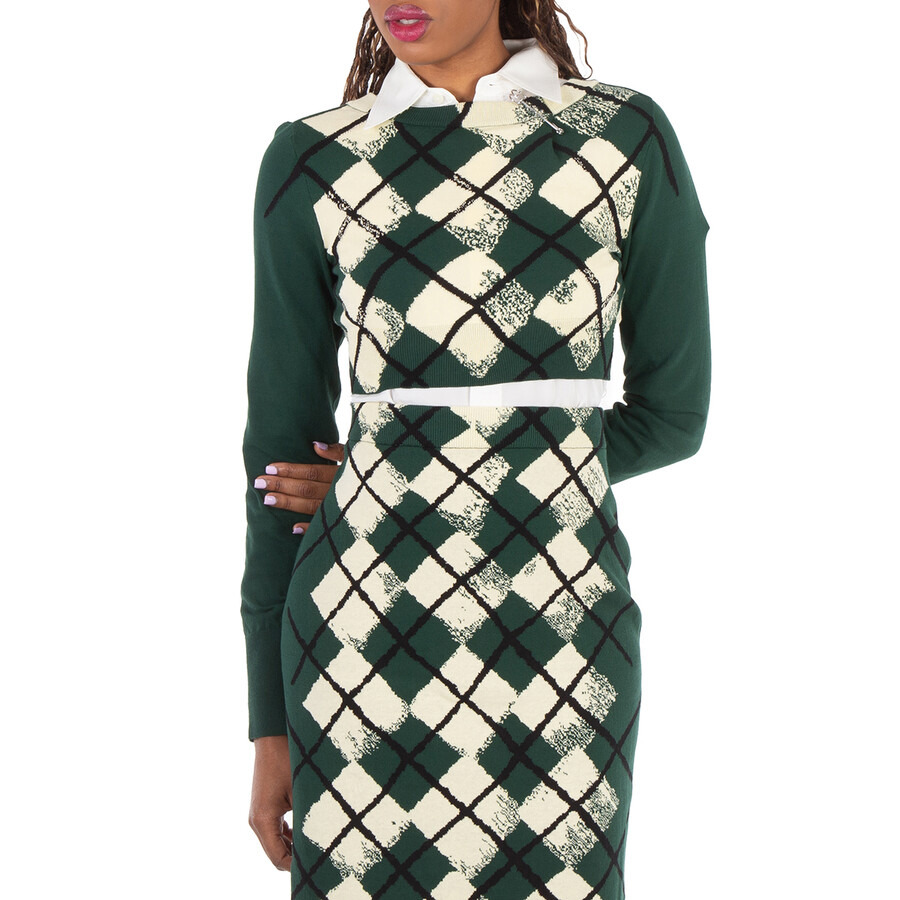 Burberry Argyle Fine-Knit Cropped Sweater - 3
