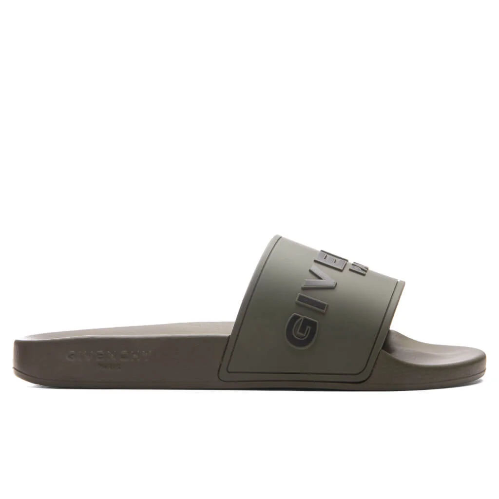 GIVENCHY SLIDE FLAT SANDALS - KHAKI - 1