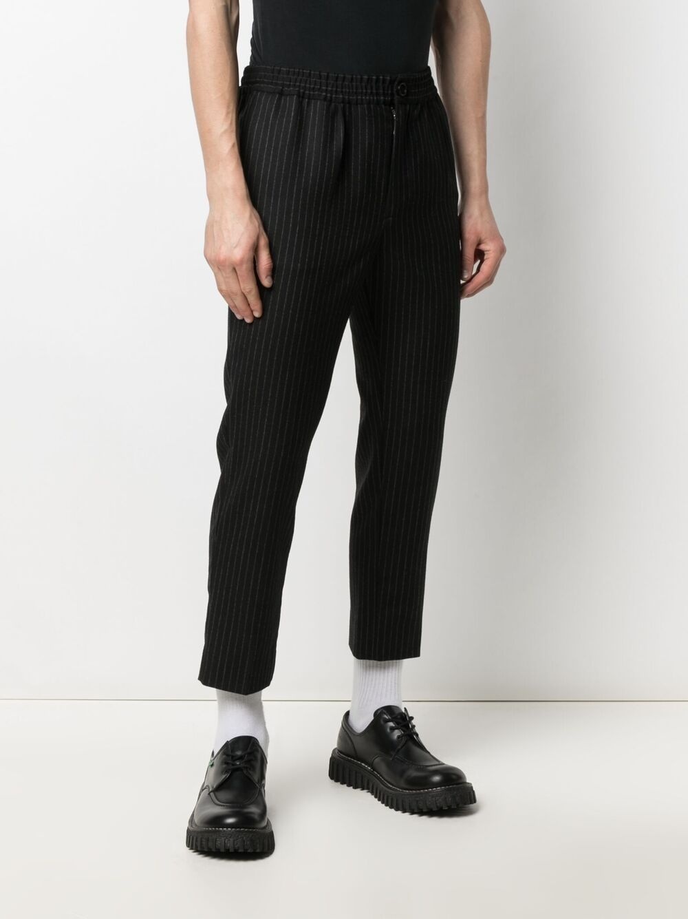 cropped pinstripe track pants - 3