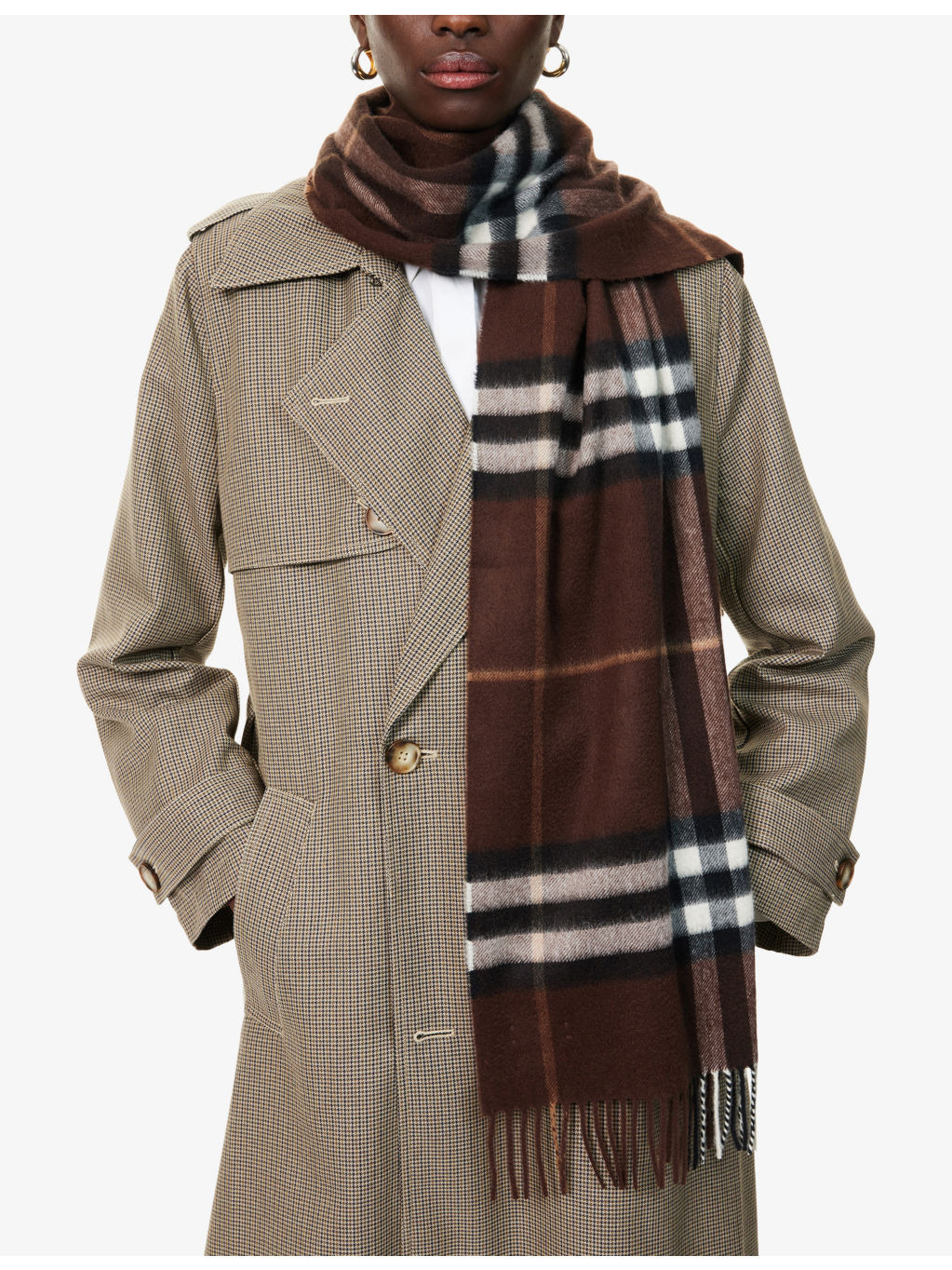 Check-Pattern Cashmere Scarf - 2