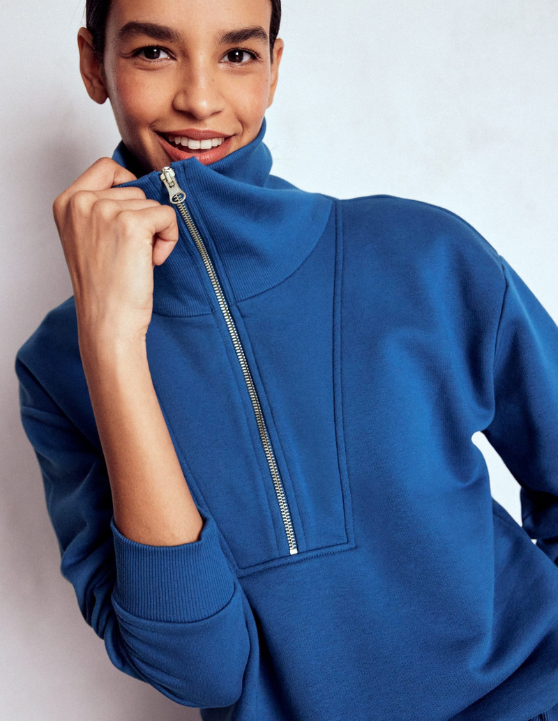 Panelled Half-zip Sweatshirt-Tourmaline Blue 4