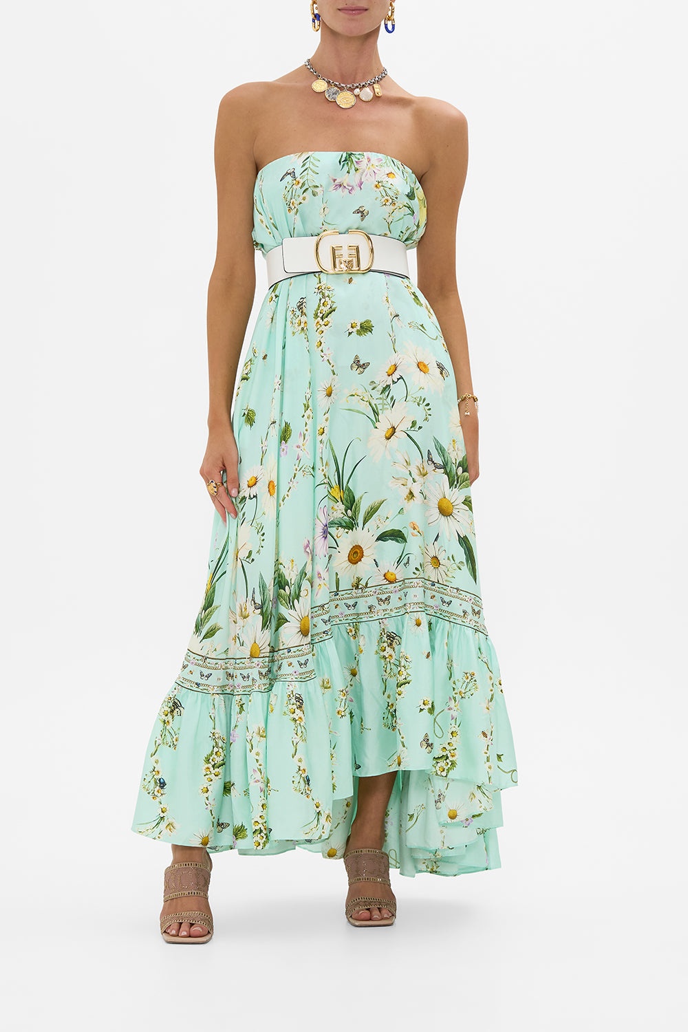 STRAPLESS MAXI WITH RUFFLE HEM - 7