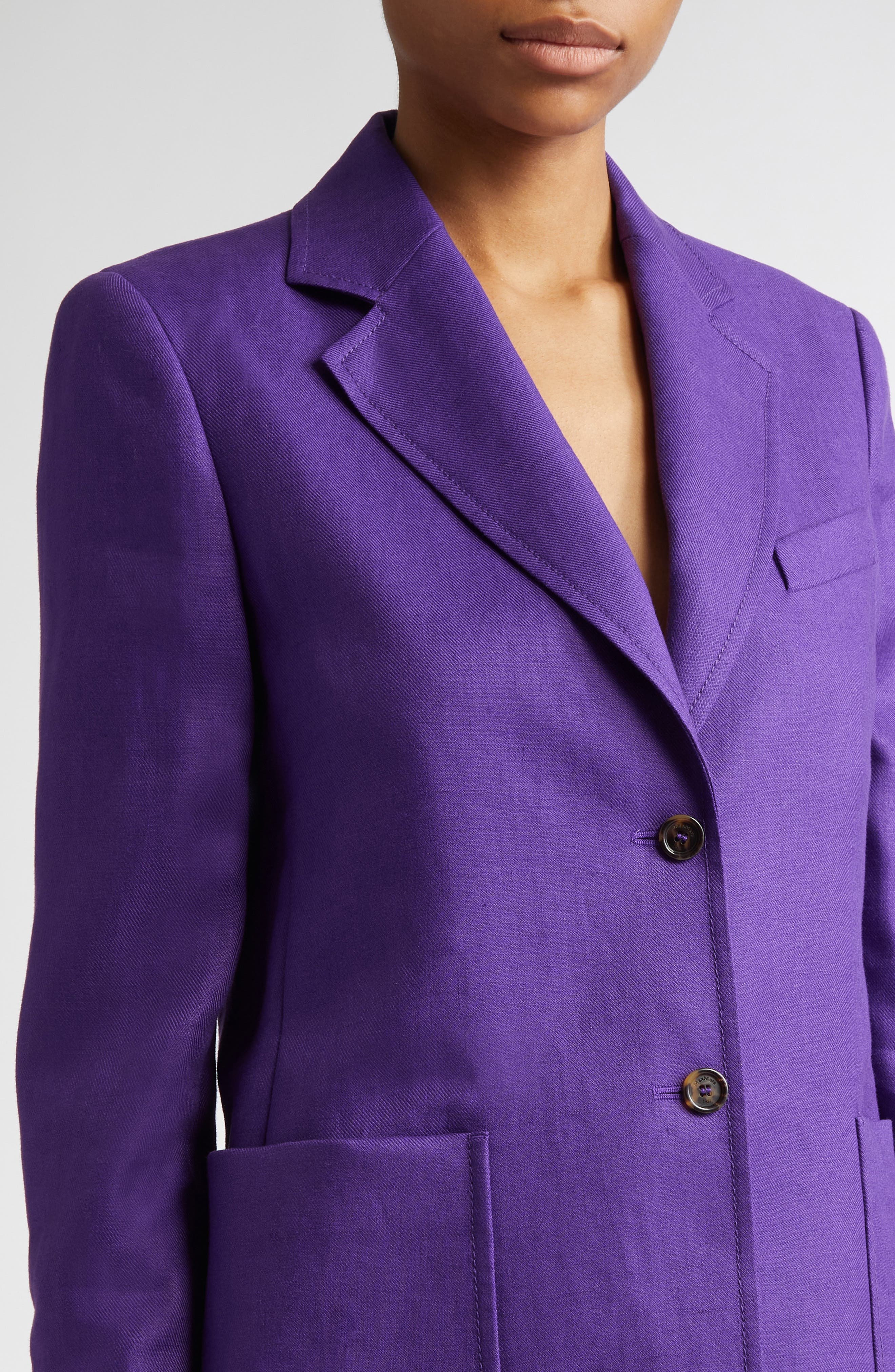 Max Mara Guglia Linen Blazer in Purple at Nordstrom - 5
