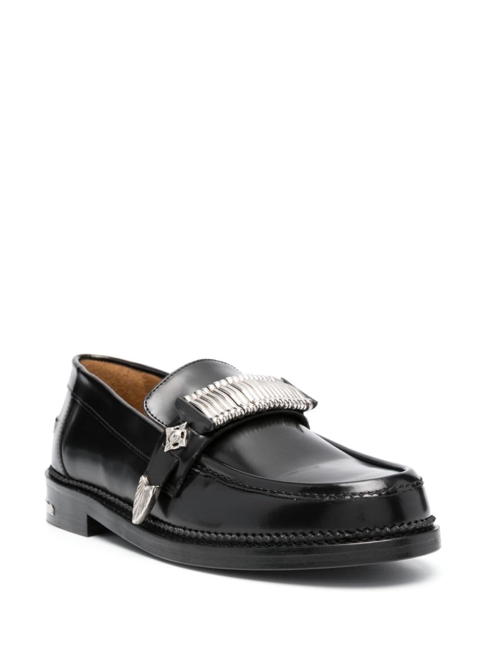 buckle-detail leather loafers - 2