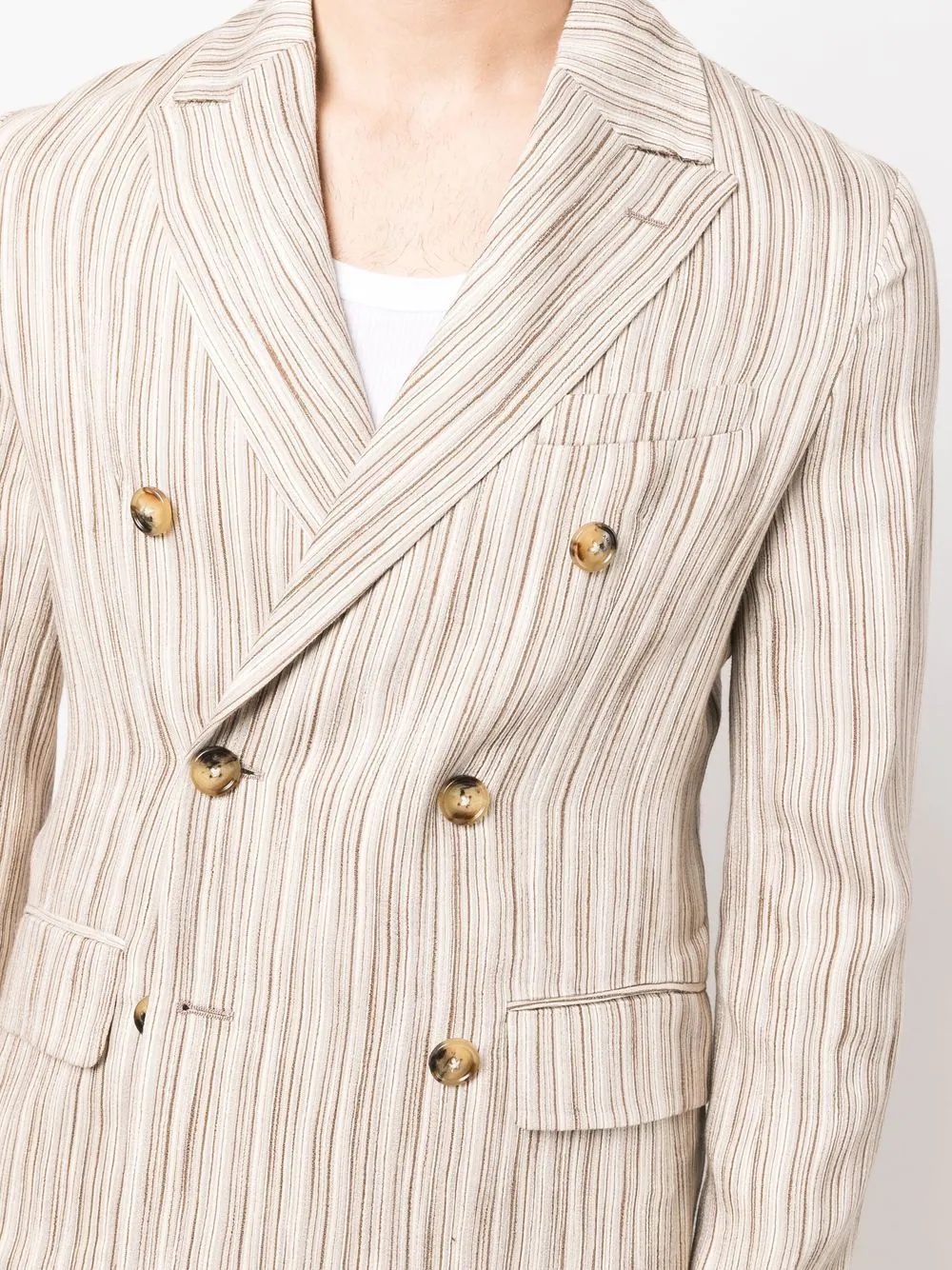 striped double-breasted blazer - 5