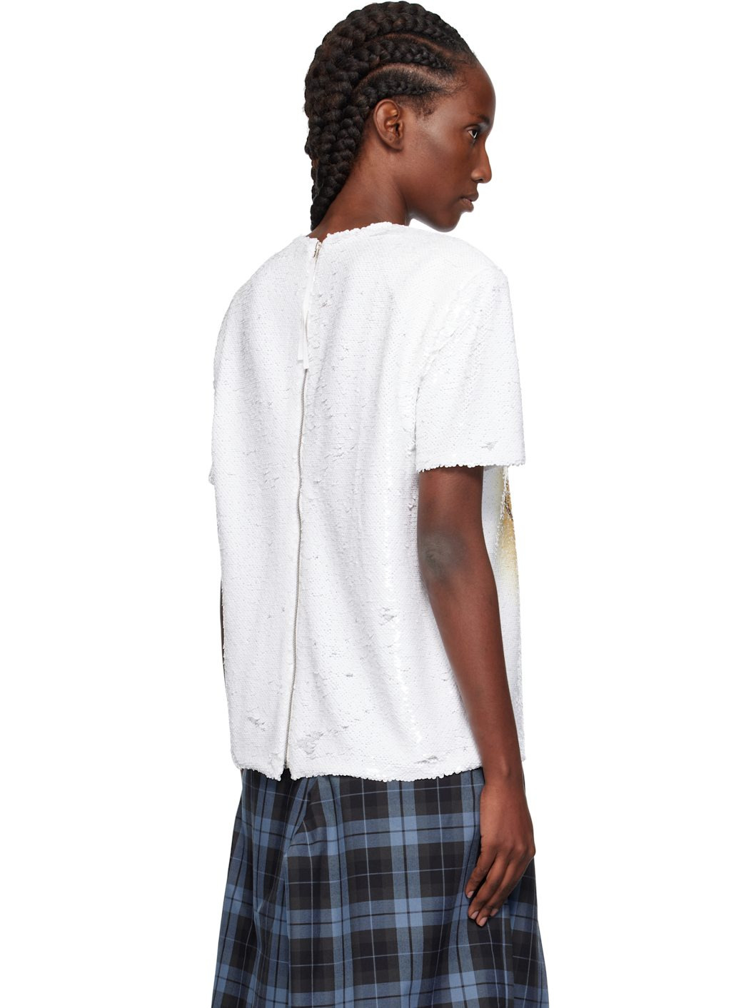 White Crying Girl Sequin T-shirt - 3