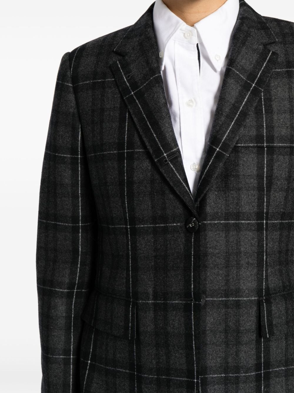 checked single-breasted blazer - 5