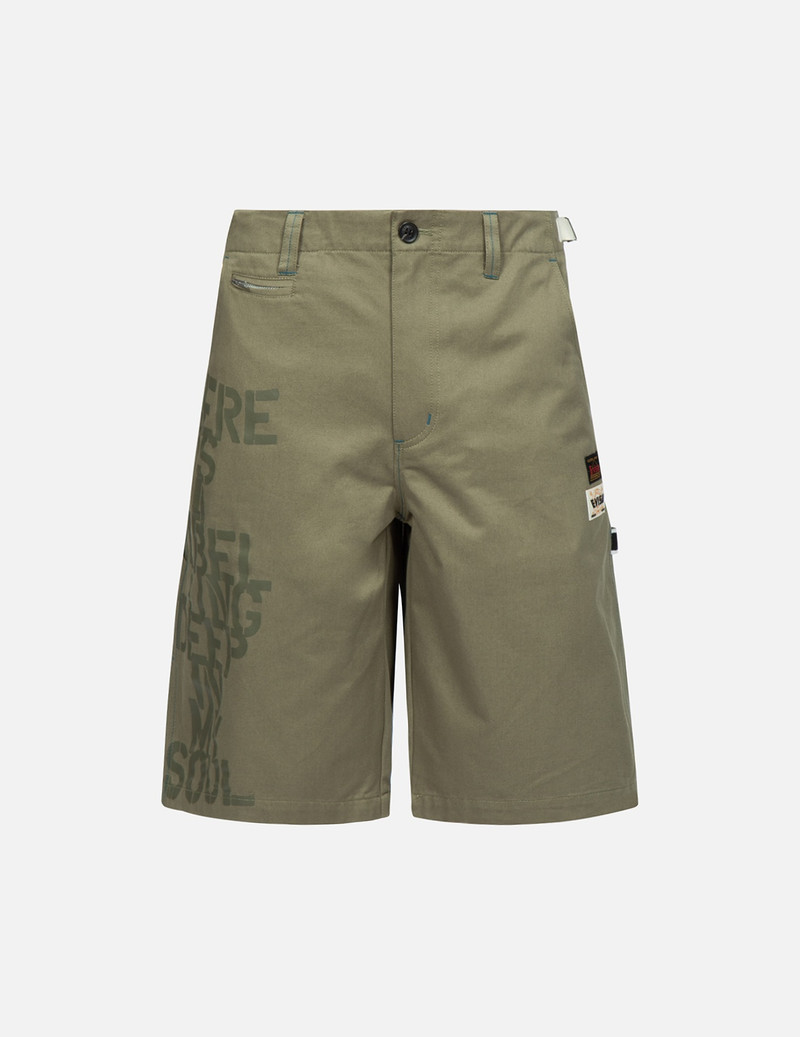 STENCIL SLOGAN AND SEAGULL PRINT BERMUDA PANTS 1