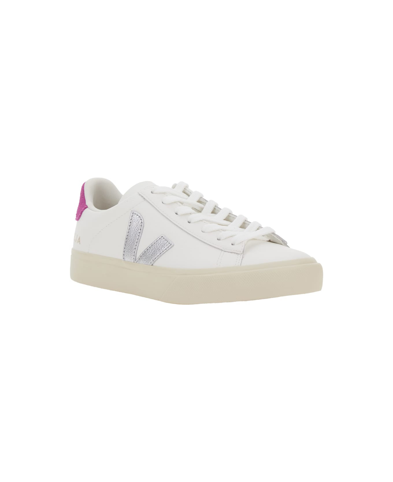 'campo' White Low Top Sneakers With Contrasting Heel With Logo Lettering And Logo Patch On The Side  - 2