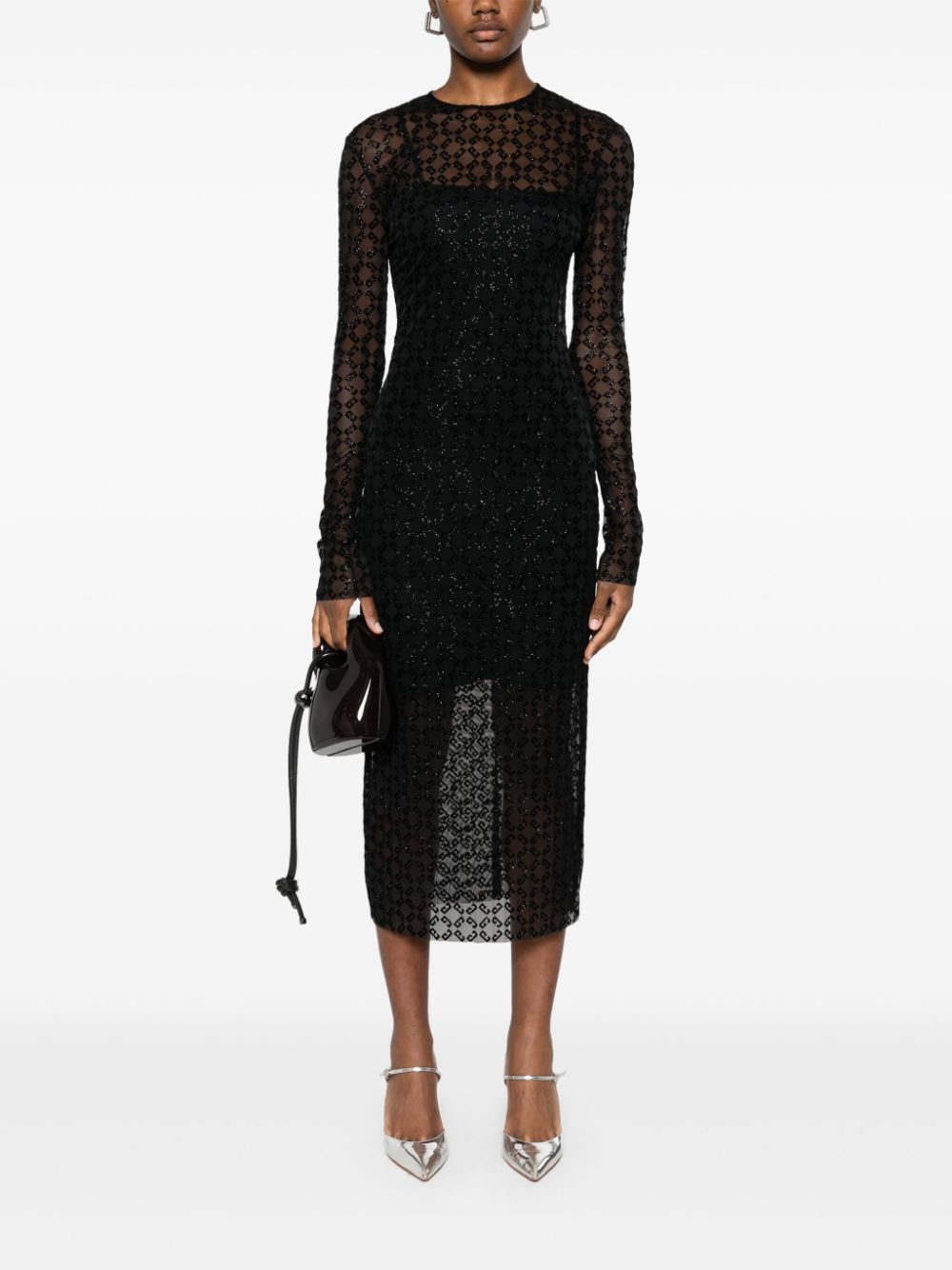 sheer midi dress - 2