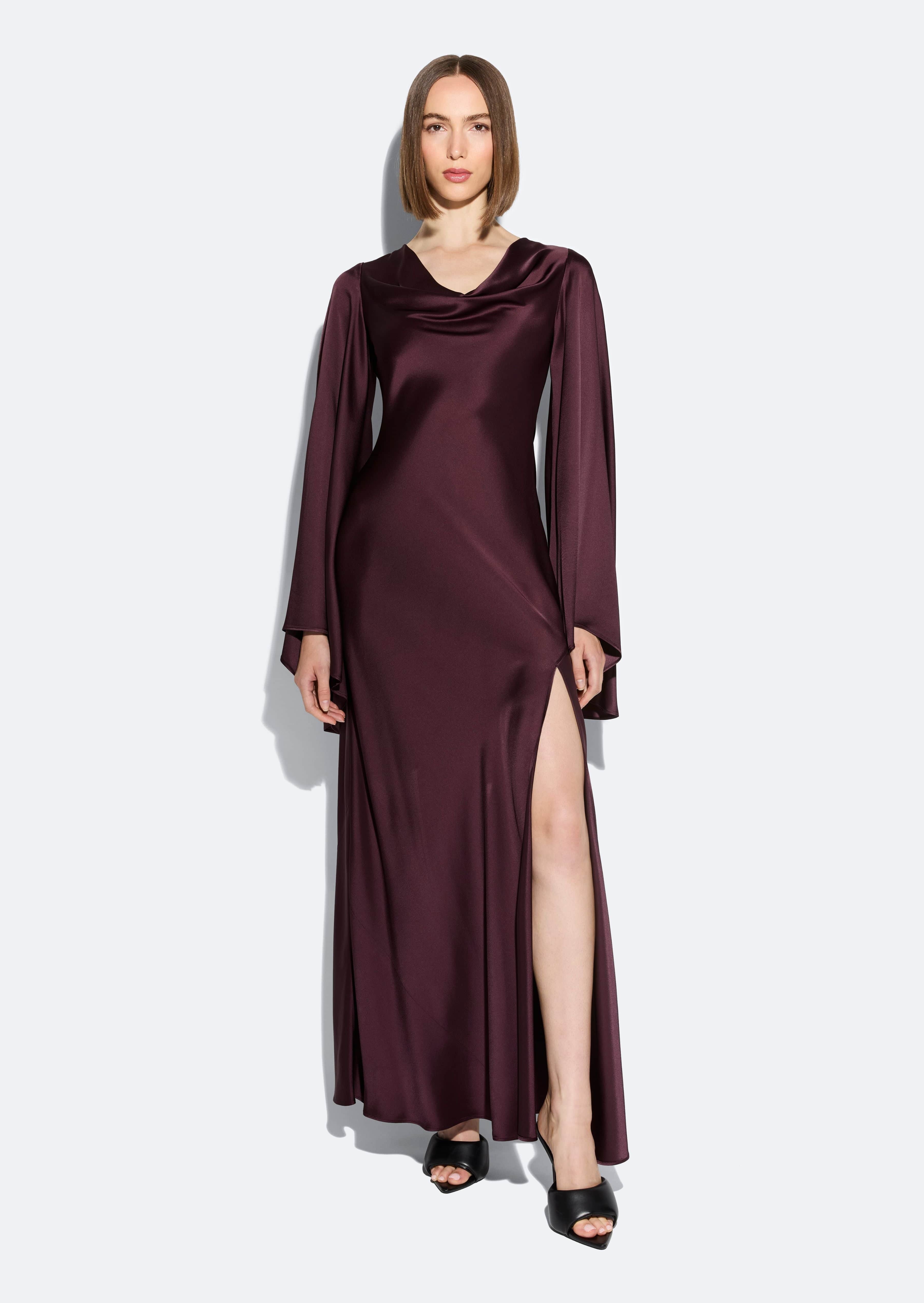 Satin Cowl Neck Gown - 2