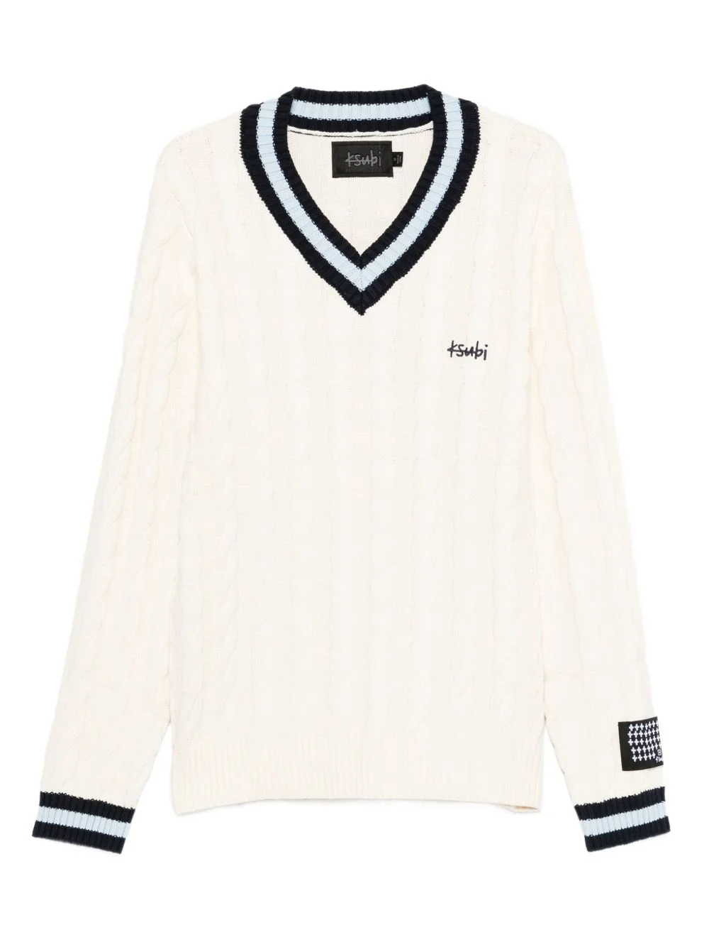 cable-knit V-neck sweater - 1