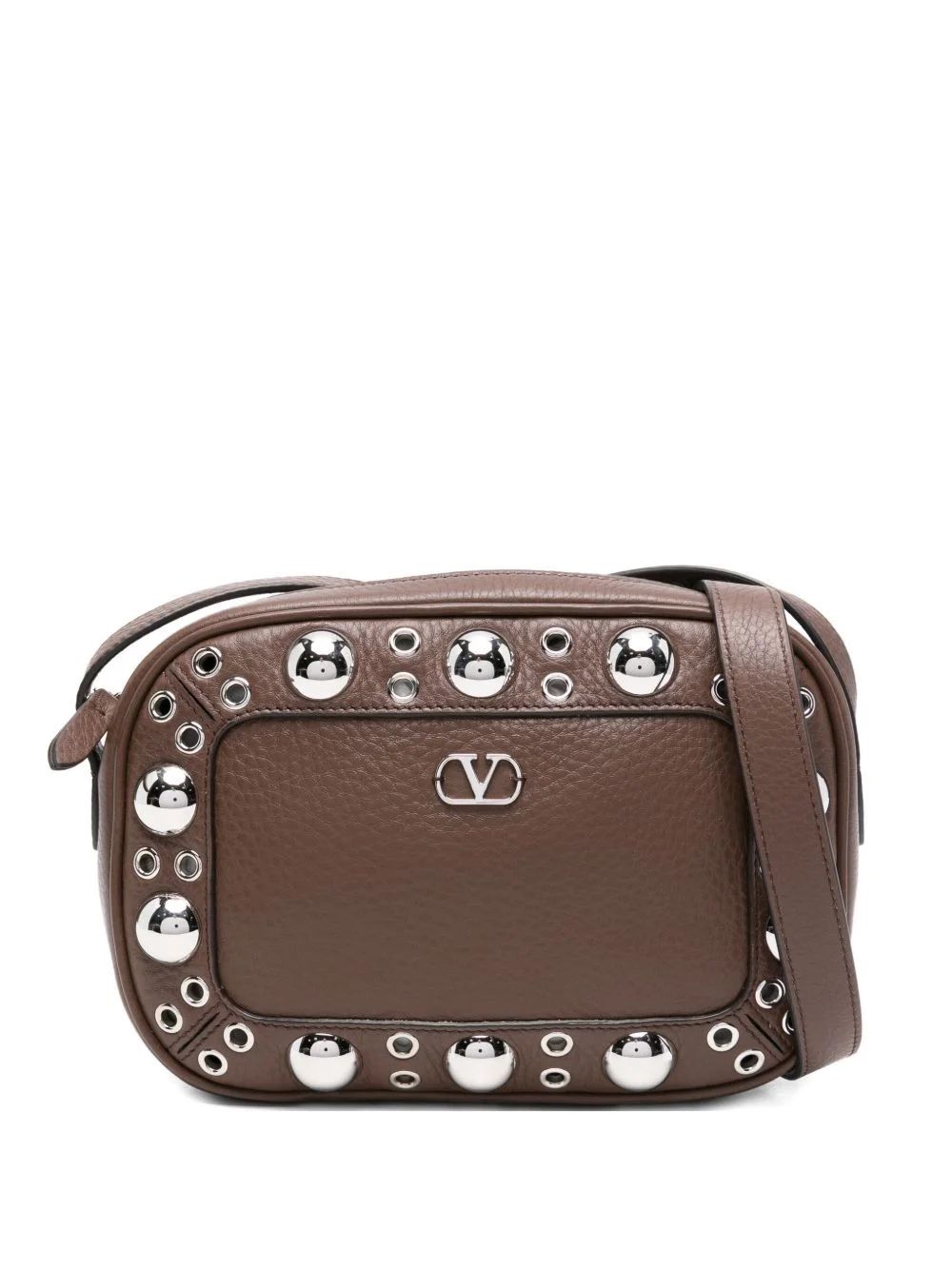 studded leather messenger bag - 1