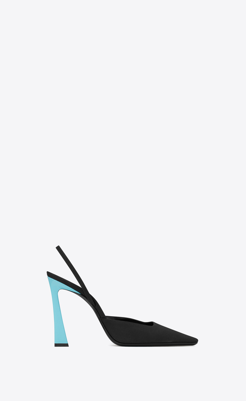 blade slingback pumps in shantung and patent leather - 1
