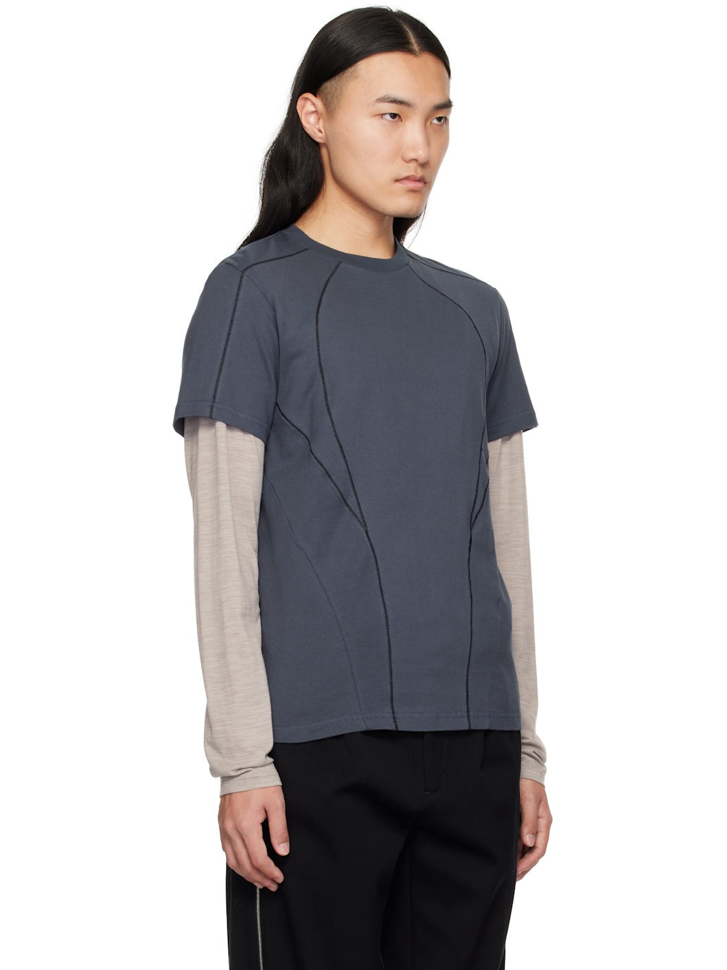 Blue Serger Stitch T-shirt - 2
