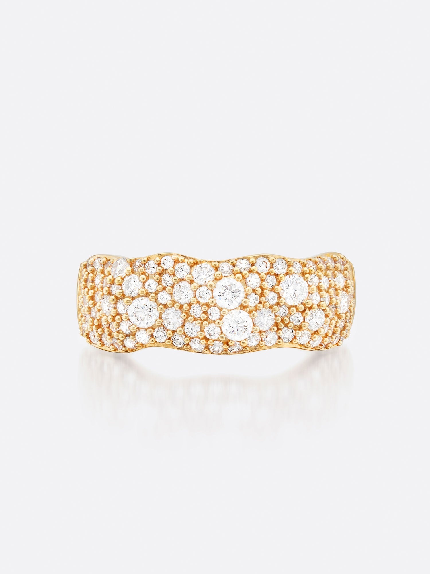 Golden Waves Pavé Diamond Band Ring - 3