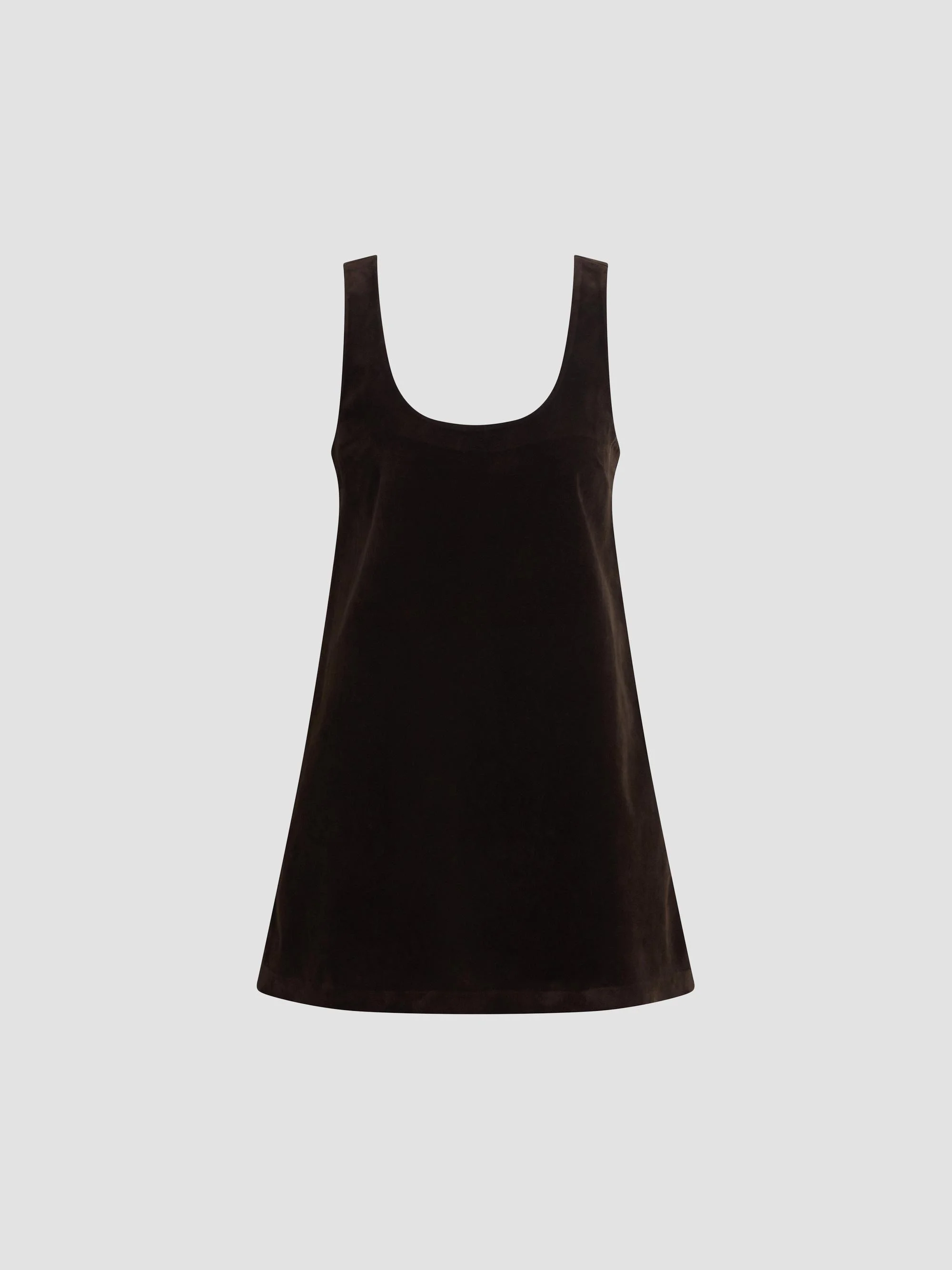 Women's The Scoopneck Faux-Suede Mini Dress - Dark Chocolate - 1
