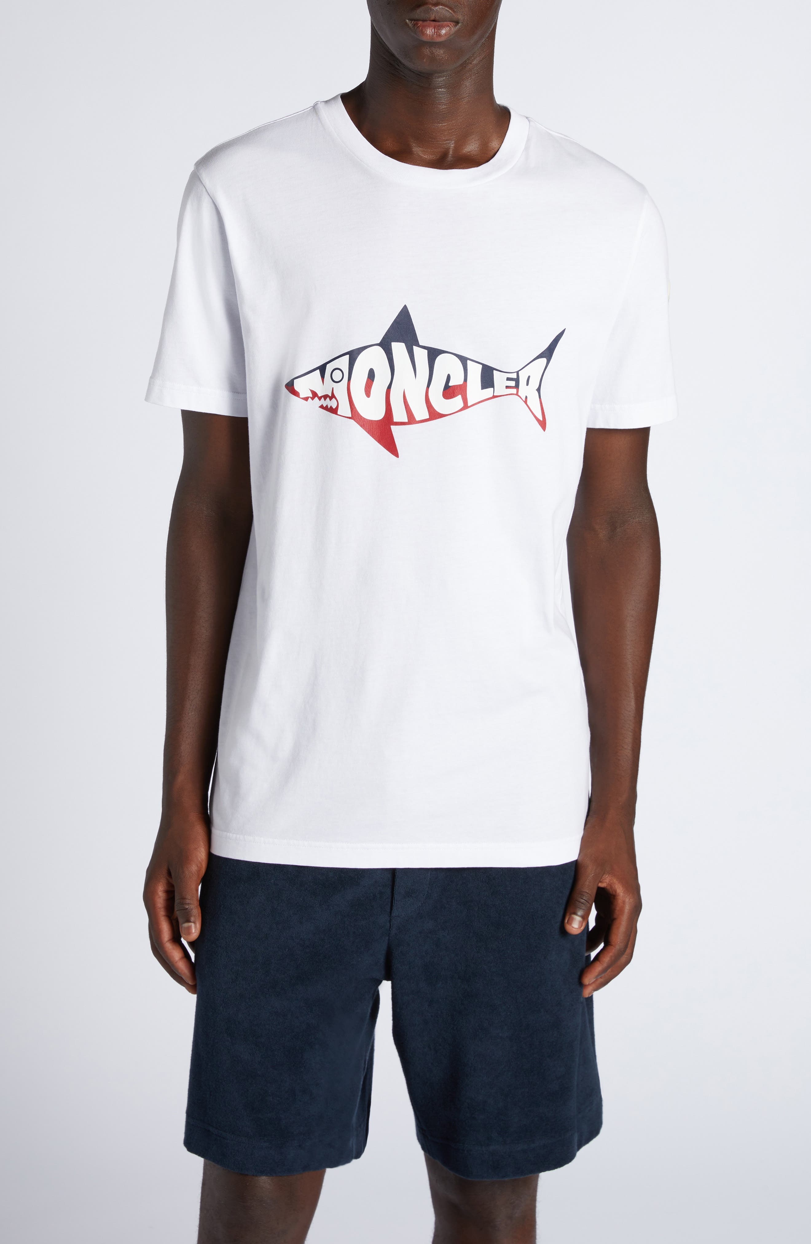 Moncler Shark Cotton Graphic T-Shirt in White at Nordstrom - 1