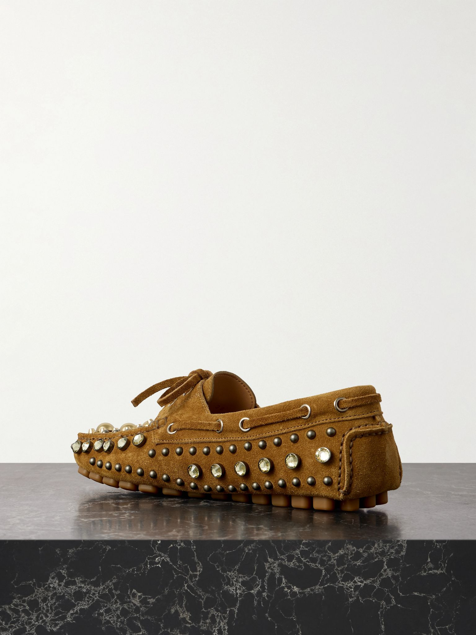 Fastaway embellished suede loafers Tan - 3