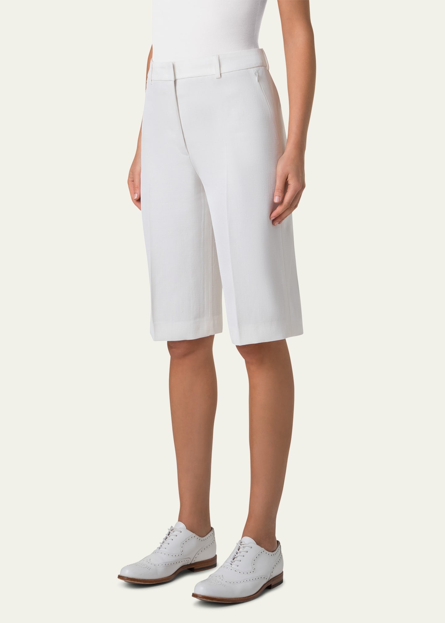 Fiora City Silk Viscose Shantung Bermuda Shorts - 4
