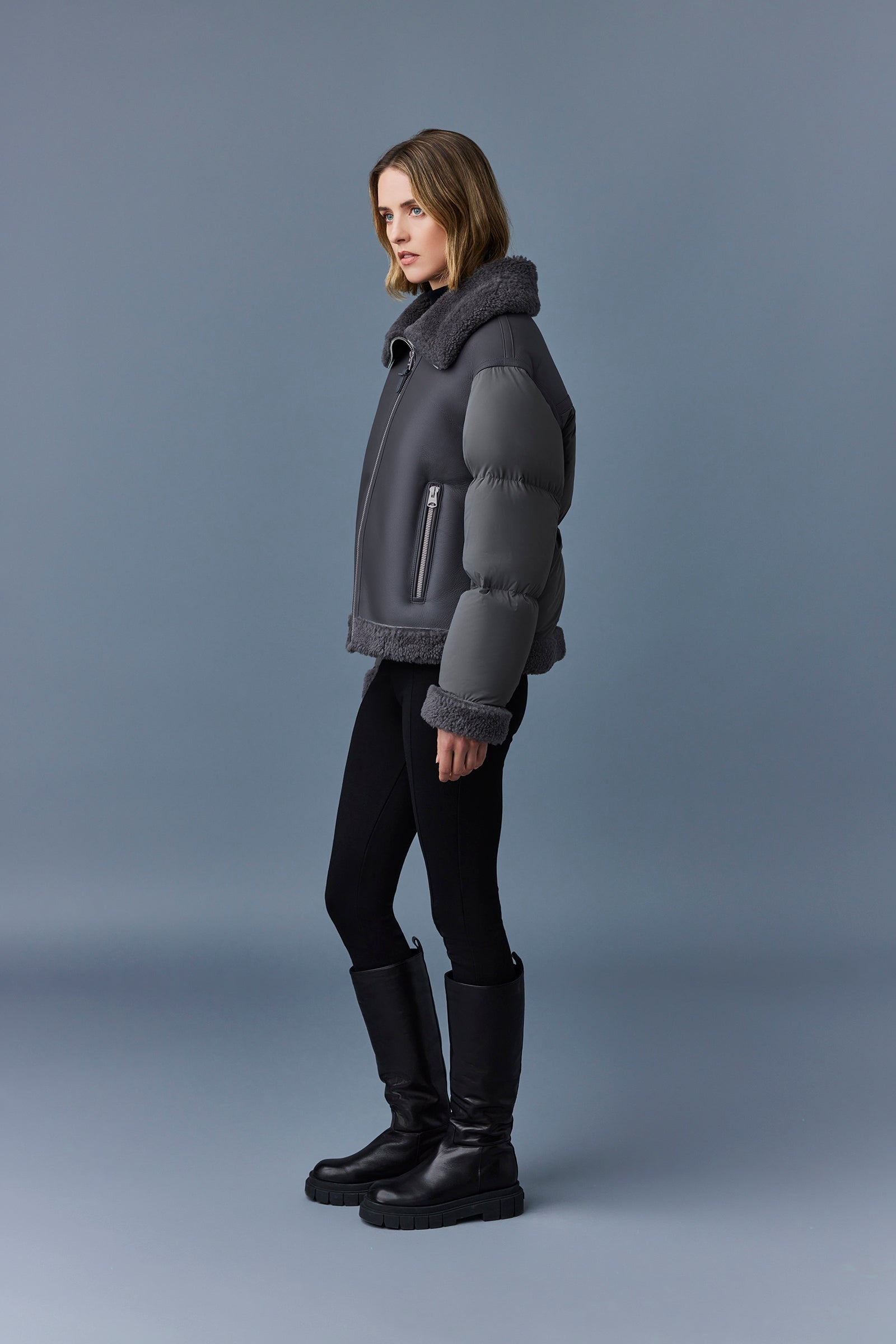 SENYA Agile-360 down jacket with shearling trim - 3