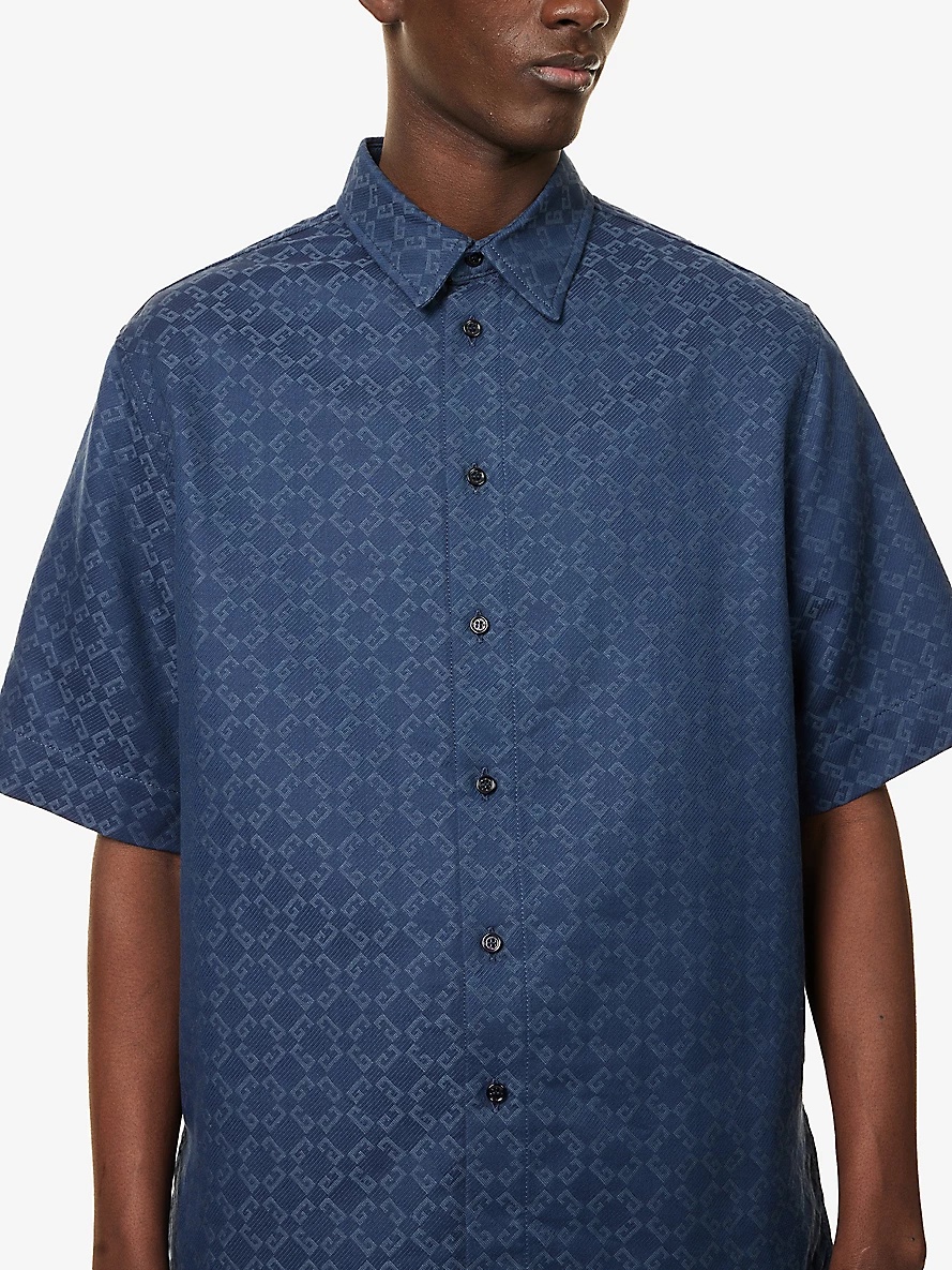 Monogram-print relaxed-fit cotton-blend shirt - 5