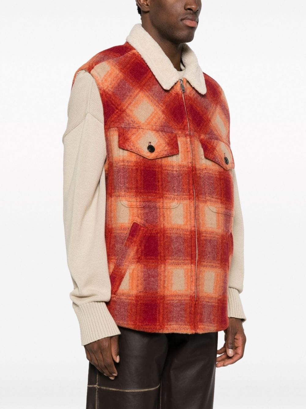 Kiraneo logo-embroidered plaid-check gilet - 4
