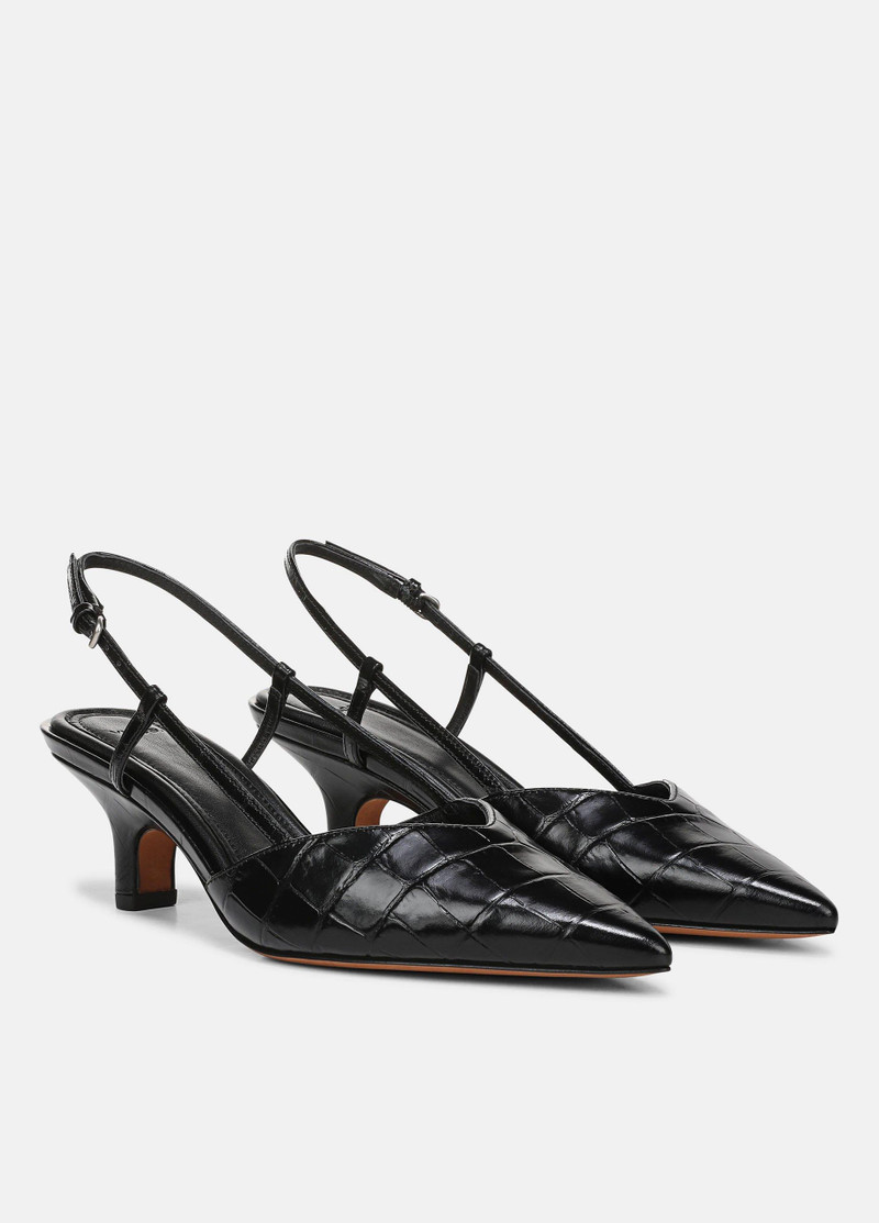 Levvy Croc-Embossed Leather Slingback Heel 2
