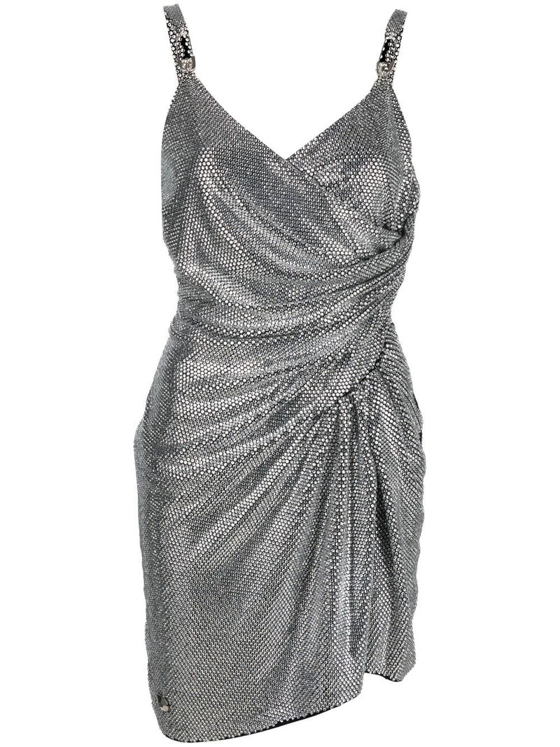 crystal-embellished ruched mini dress 1