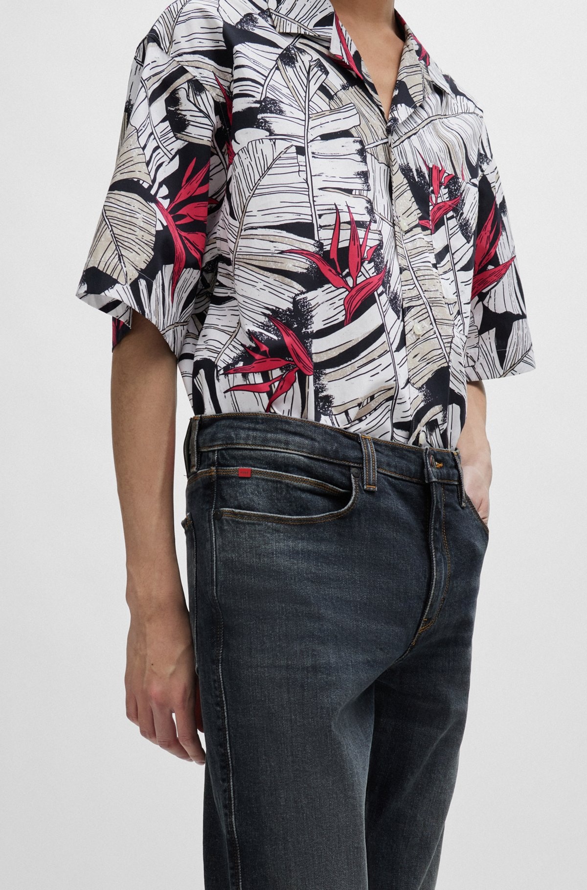 SLIM-FIT JEANS IN GRAY STRETCH DENIM - 5