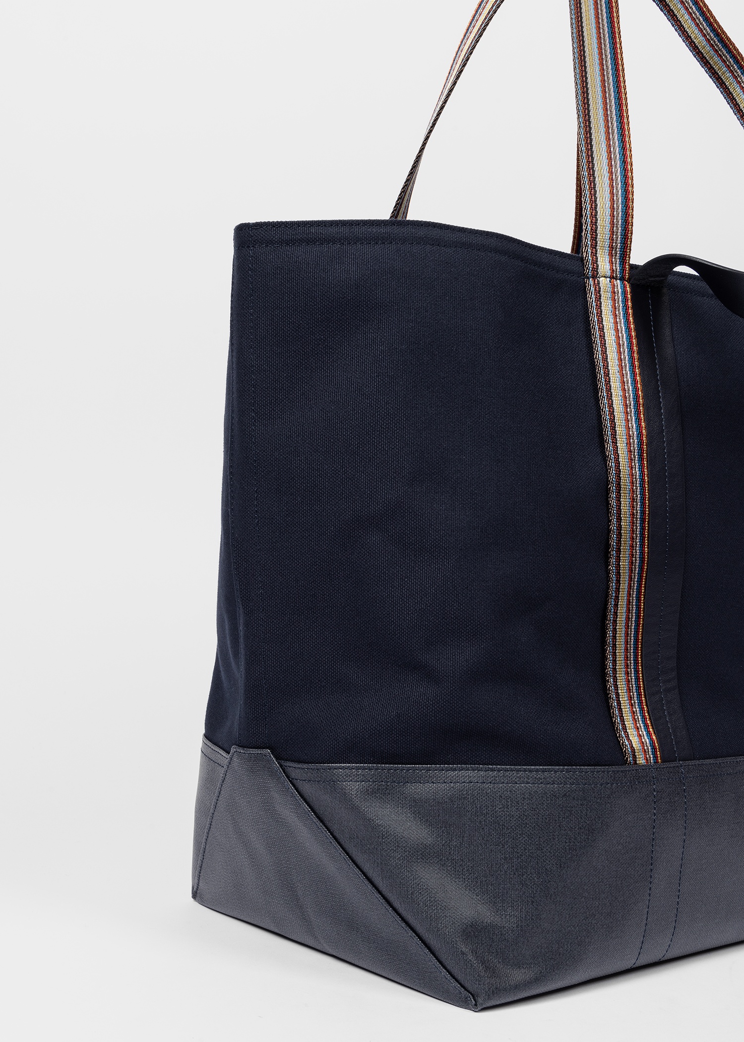 Navy Canvas Tote Bag with 'Signature Stripe' Straps - 4