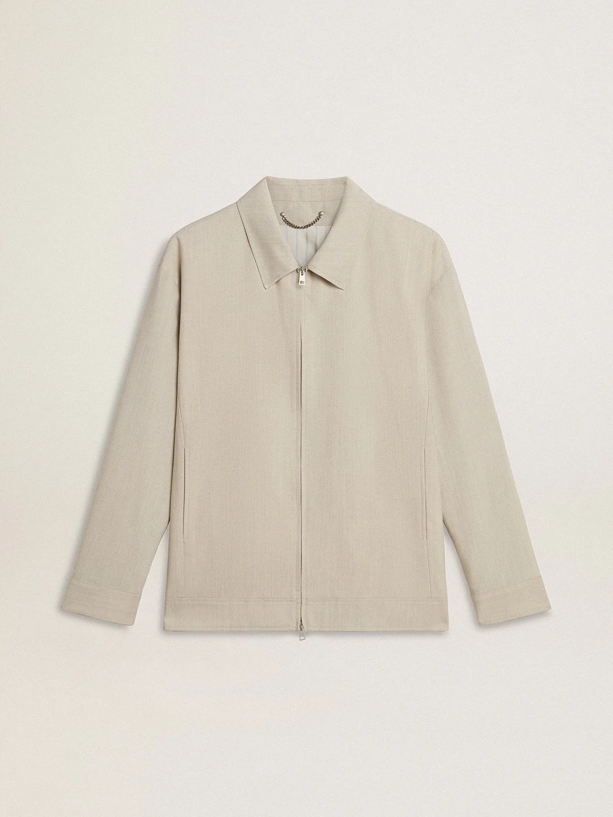 Men's khaki wool blend coach jacket - 1