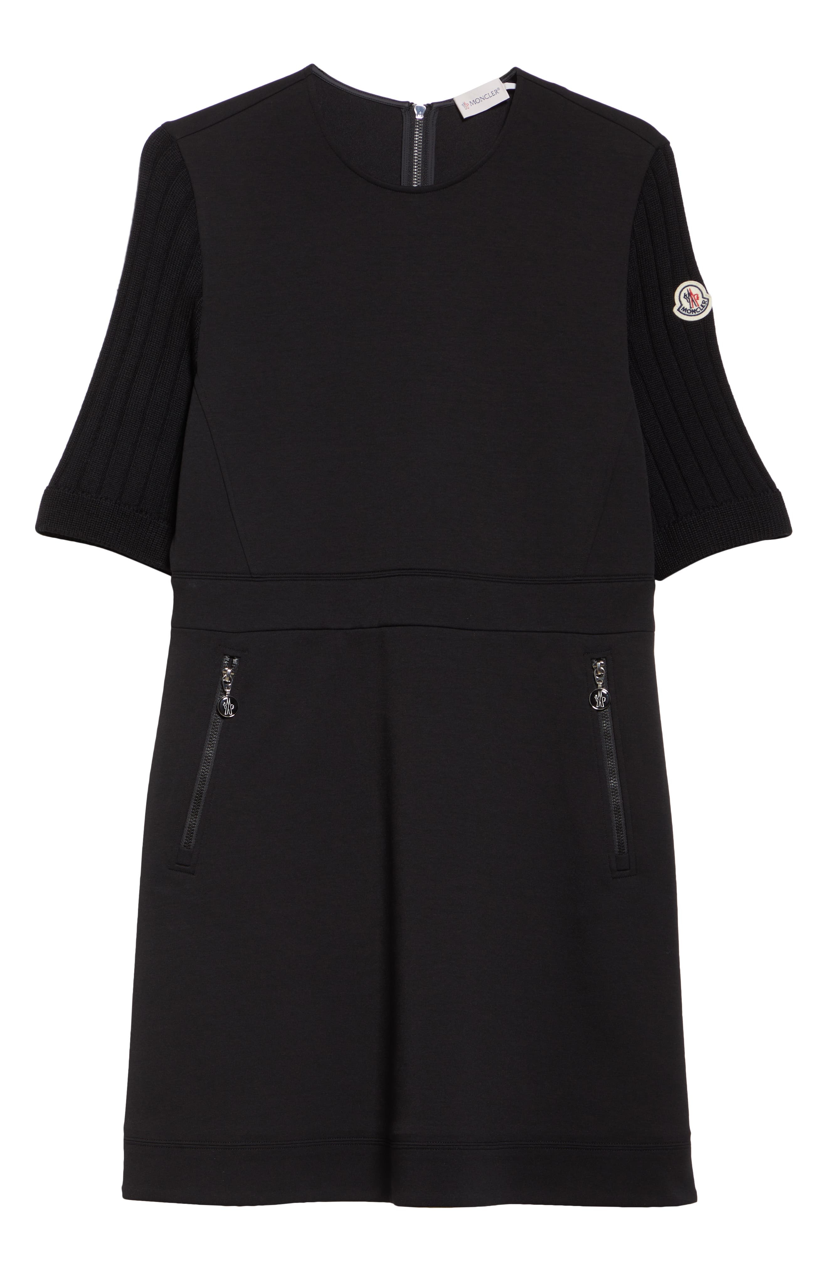 Moncler Mixed Media Fit & Flare Minidress in Black at Nordstrom - 5