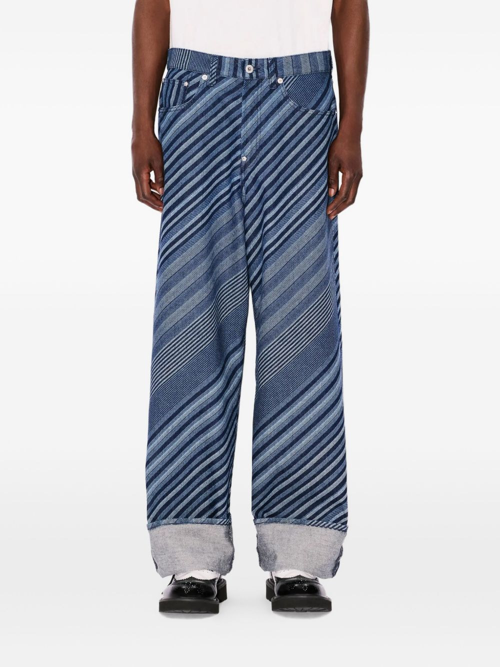 Diagonal Stripe cotton trousers - 3