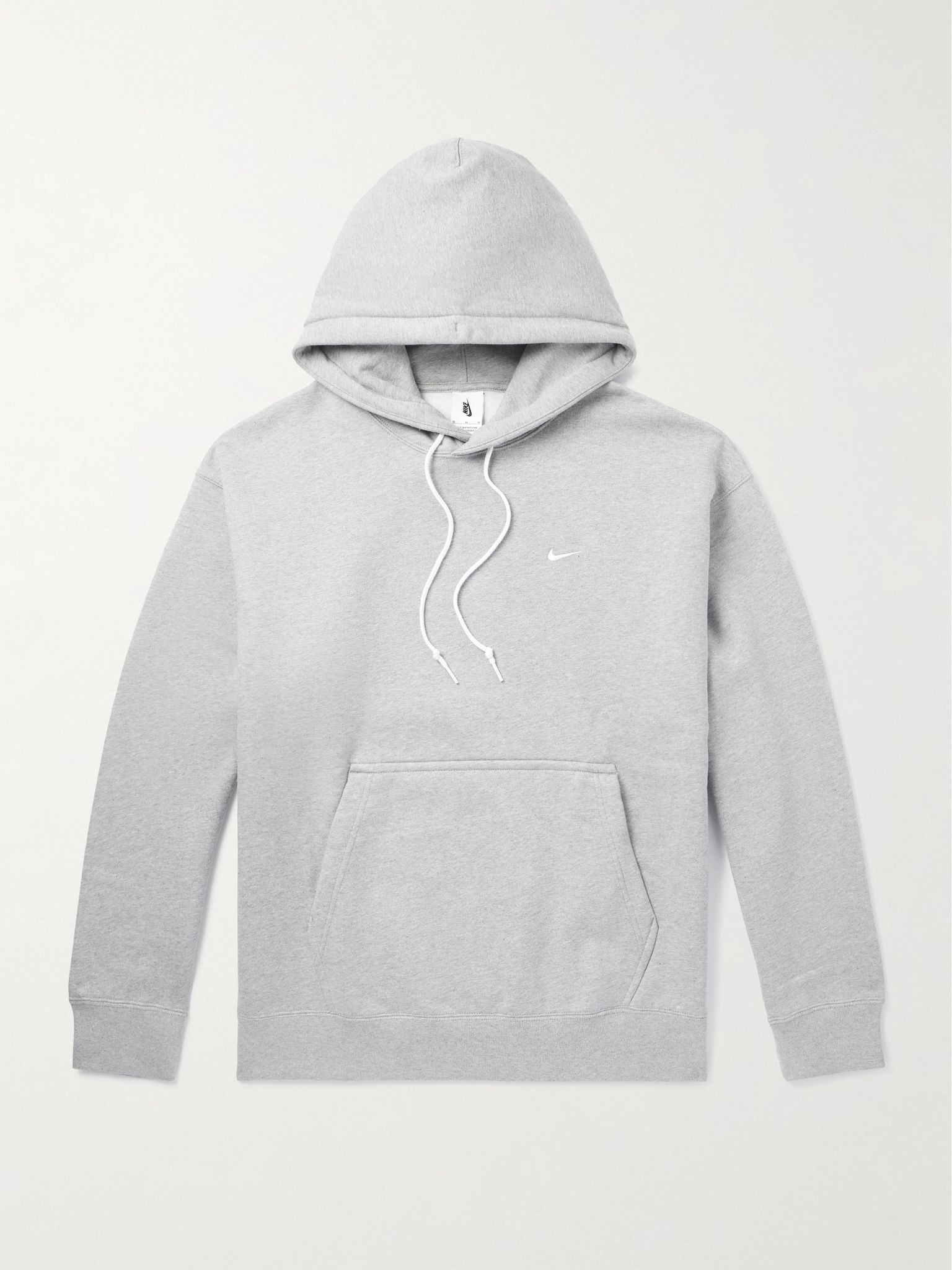 Solo Swoosh Logo-Embroidered Cotton-Blend Jersey Hoodie Gray - 1