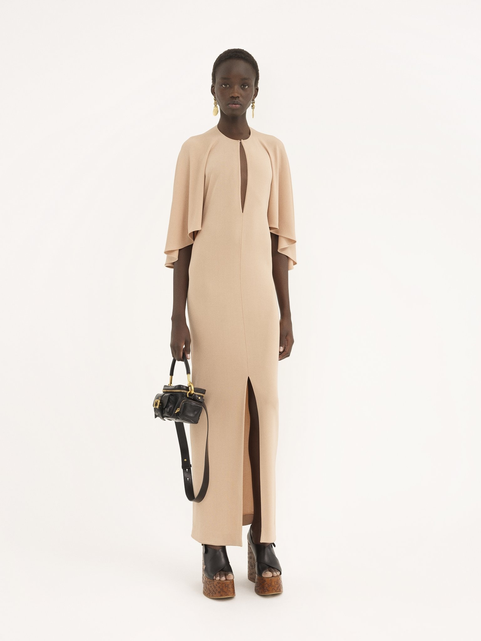 LONG CAPE DRESS IN CRÊPE JERSEY - 3