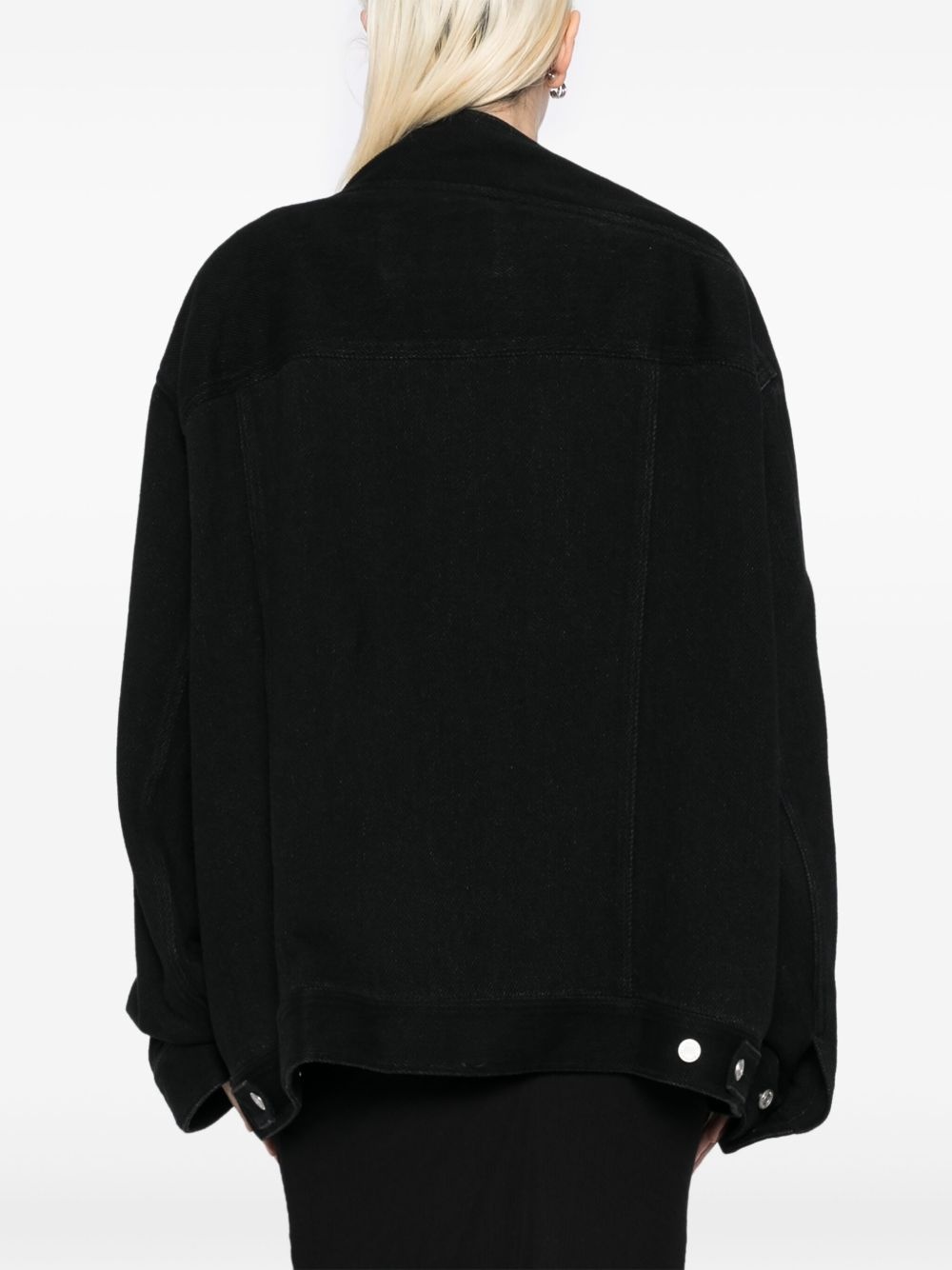 asymmetric collar denim jacket - 4