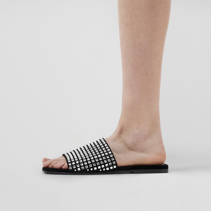 Crystal-embellished Leather Slides 4