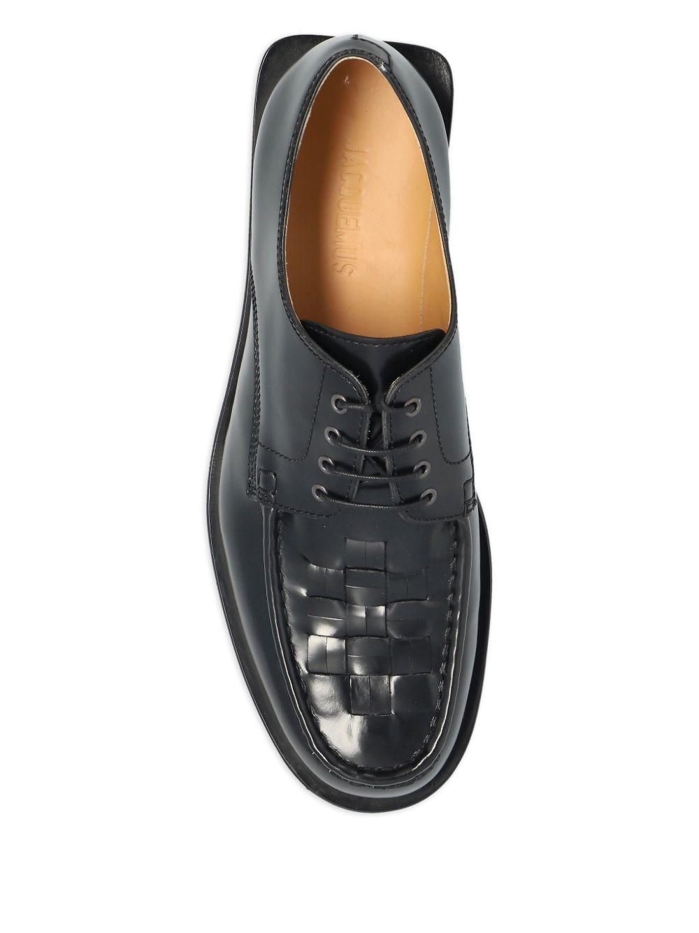 woven leather lace-up shoes - 4