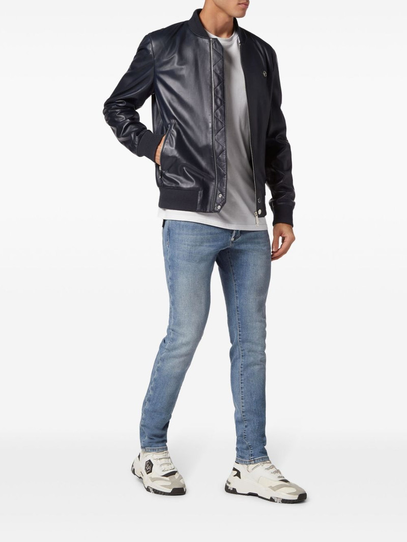 PHILIPP PLEIN leather bomber jacket outlook
