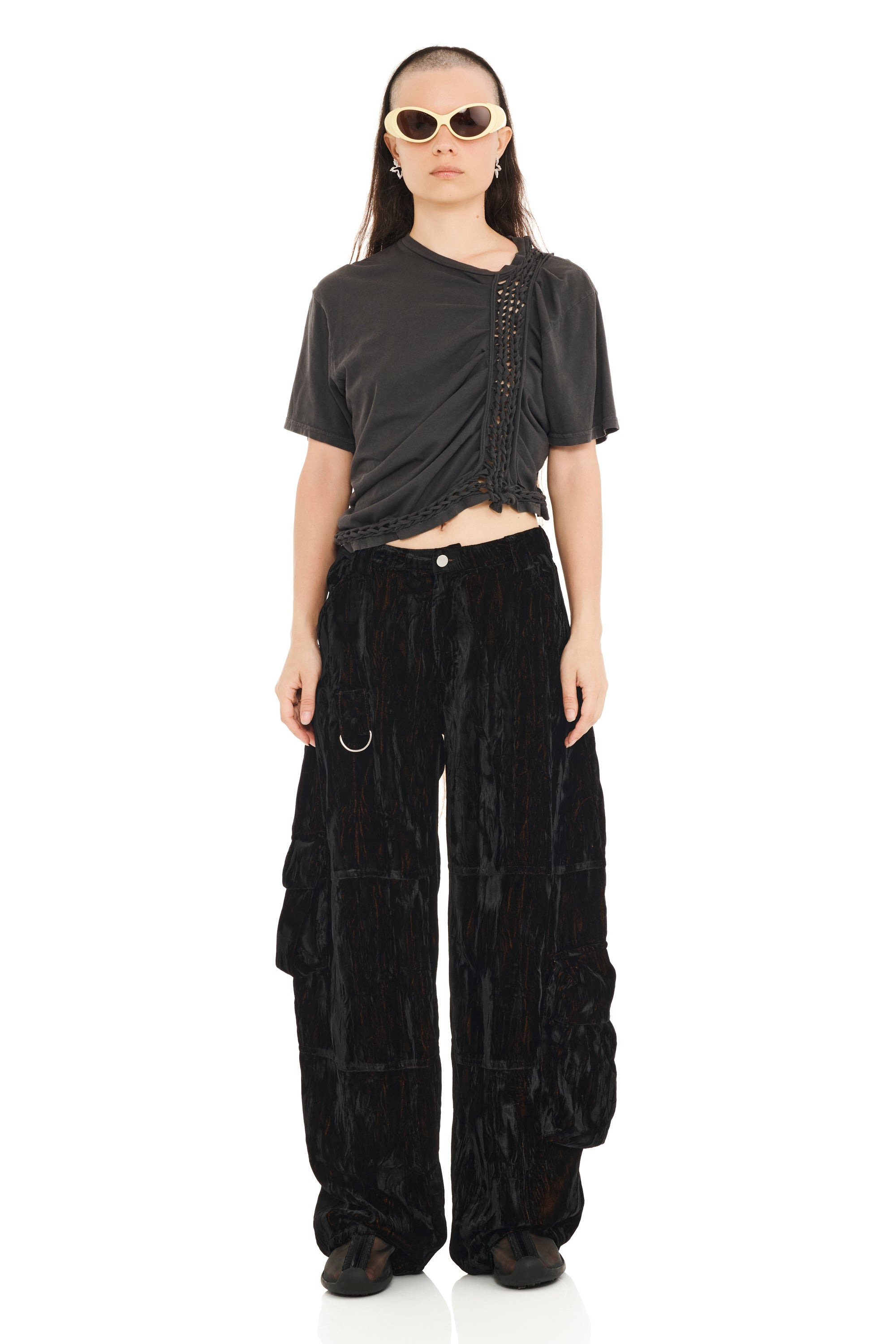 BLACK VELVET LAWN CARGO PANT - 2