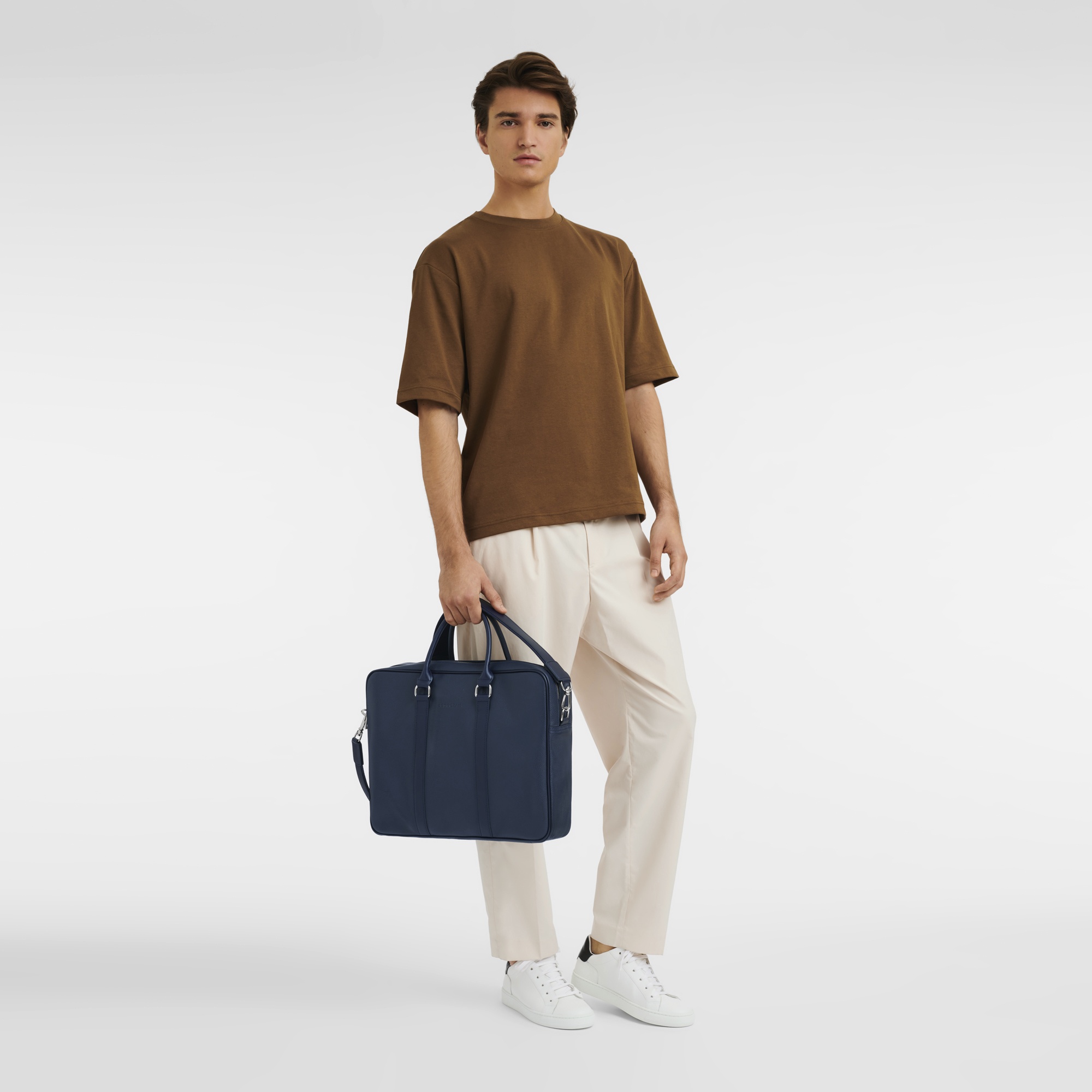 Le Foulonné M Briefcase Navy - Leather - 2