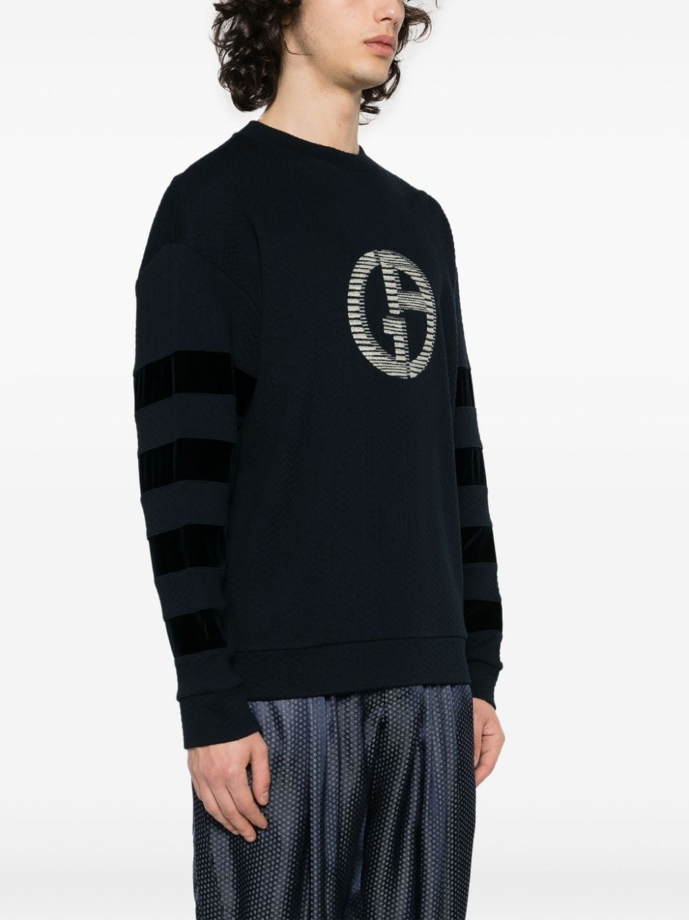 logo-embroidered matelassÃ© sweatshirt - 3