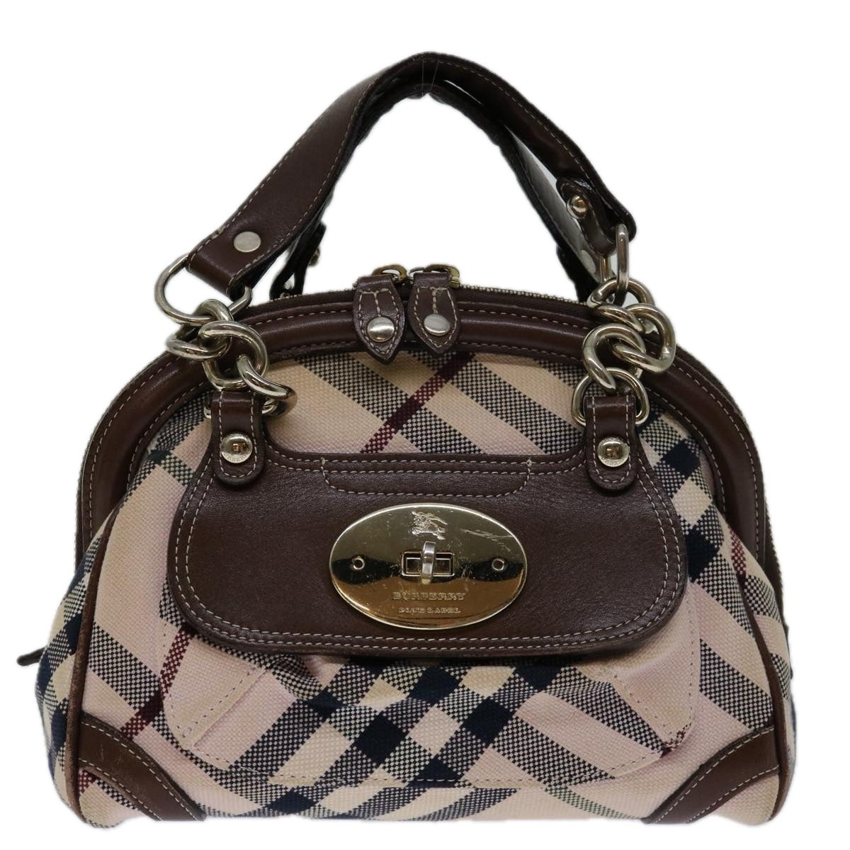 Burberry Nova Check Blue Label Hand Bag Canvas Beige - 13
