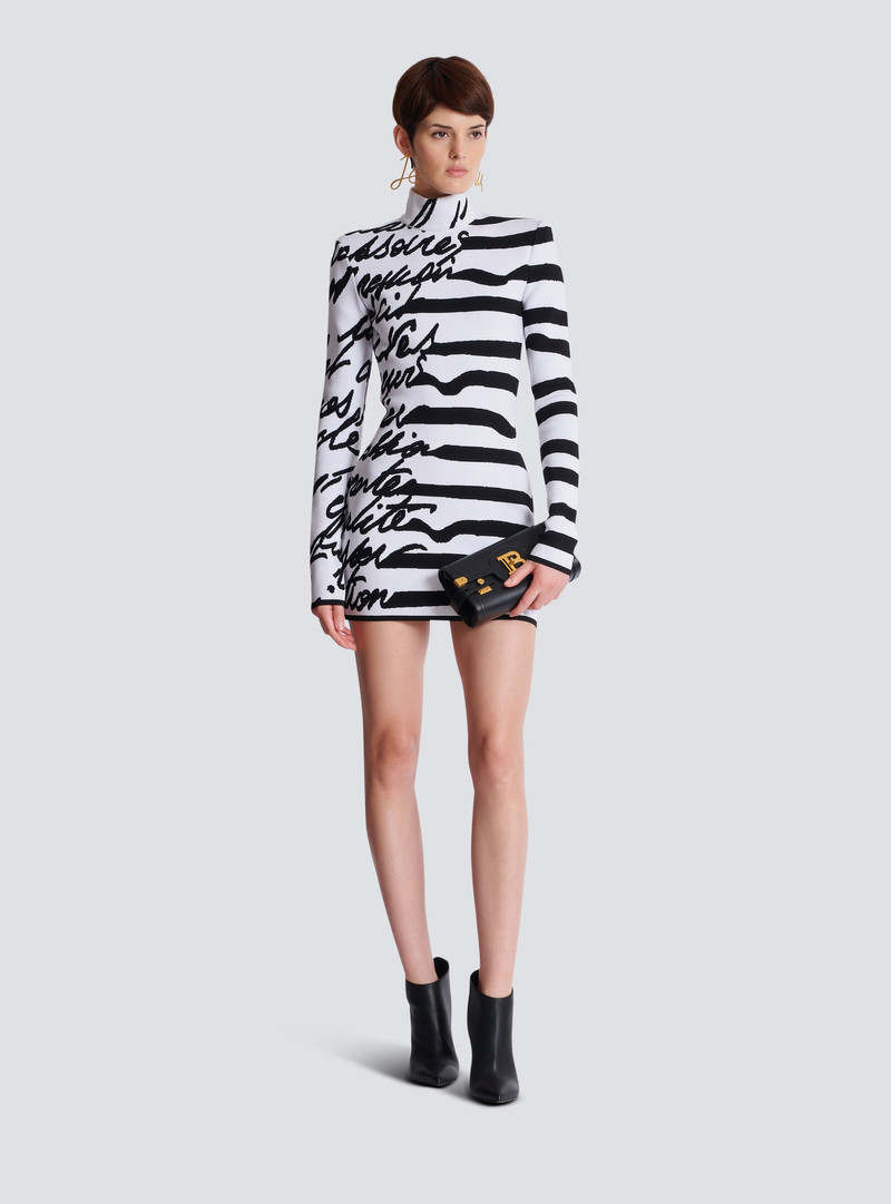 Balmain Striped "Love Letter" jacquard knit dress outlook
