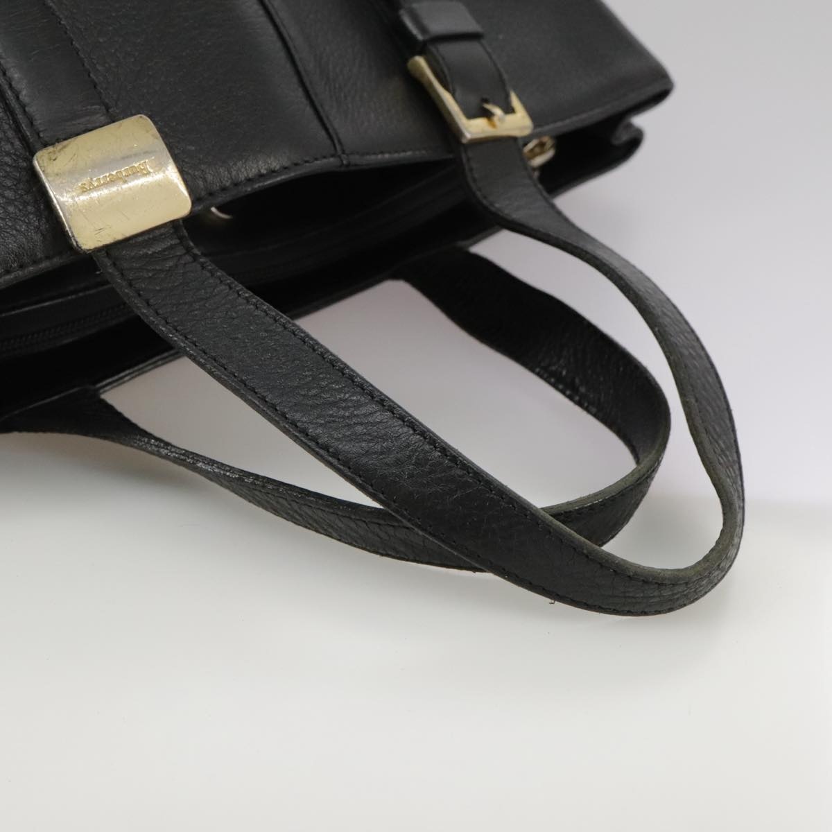 Burberry Hand Bag Leather Black Gold - 7